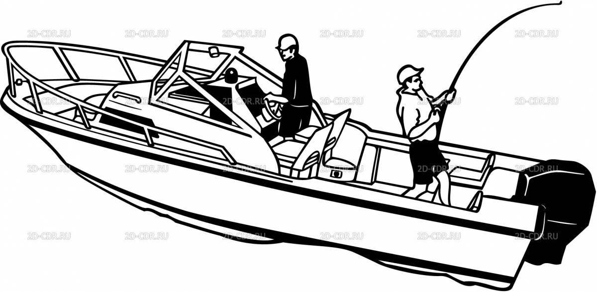 Coloring page funny motorboat