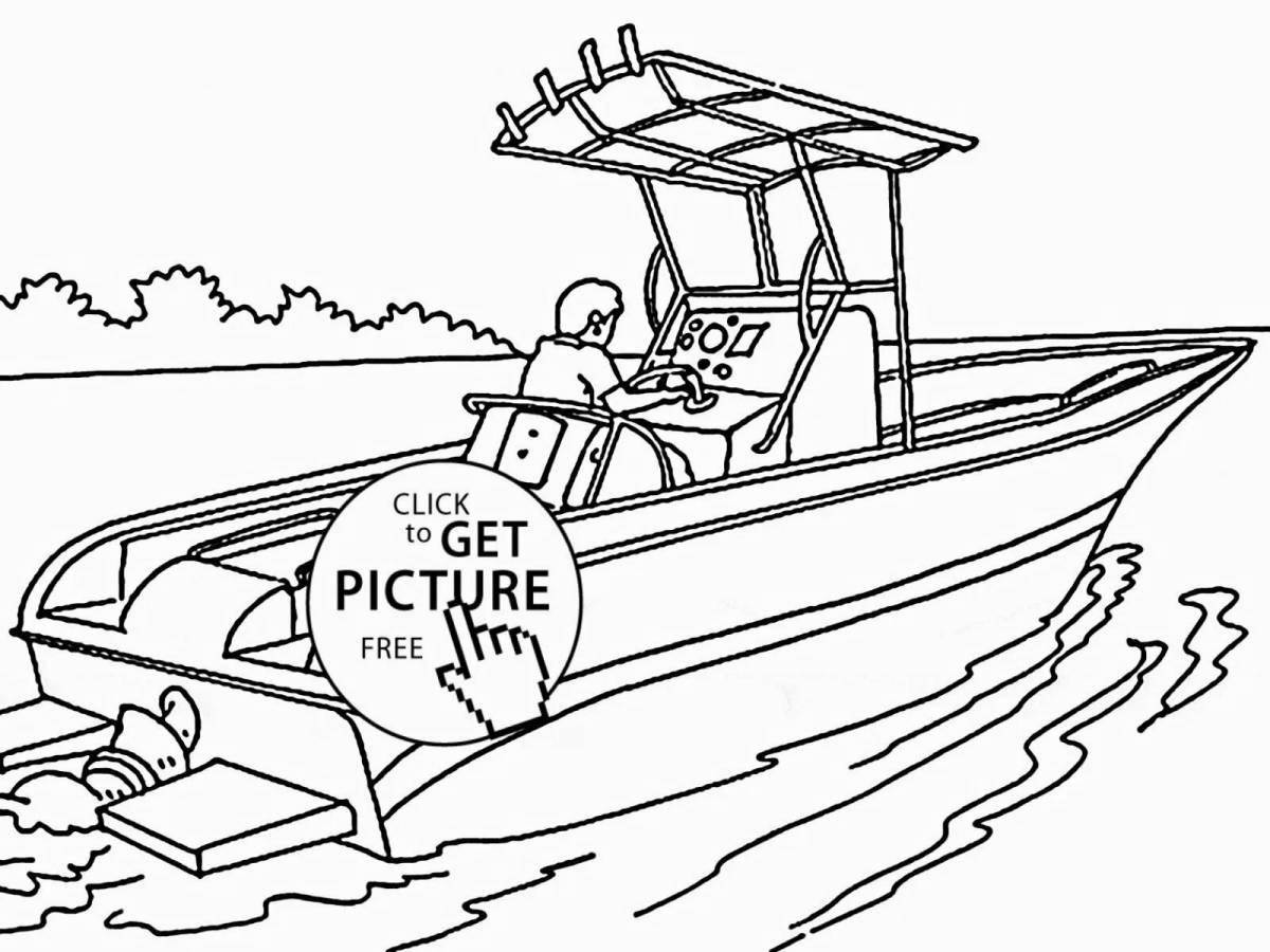 Attractive motorboat coloring page