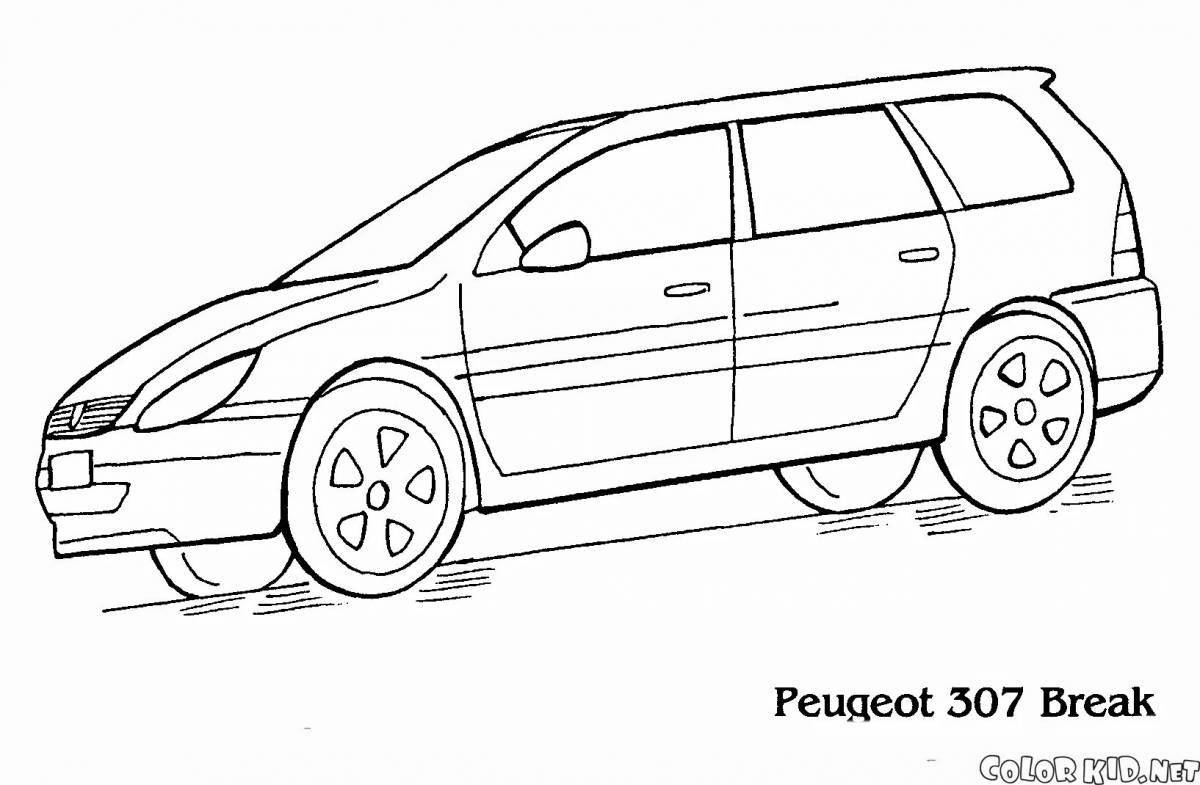 Peugeot glowing car coloring page