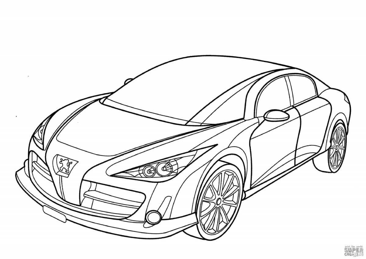 Coloring page shining peugeot car