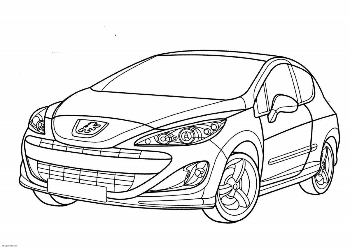 Peugeot shiny car coloring page