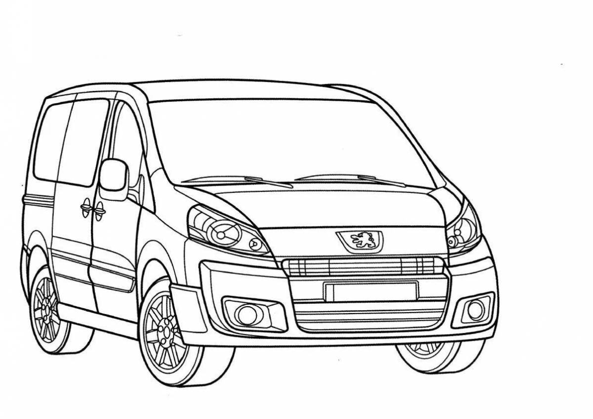 Coloring page charming car peugeot