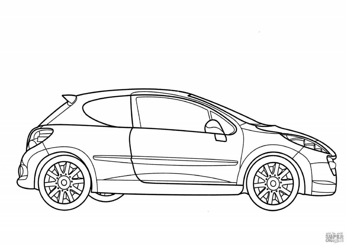 Coloring page joyful peugeot car