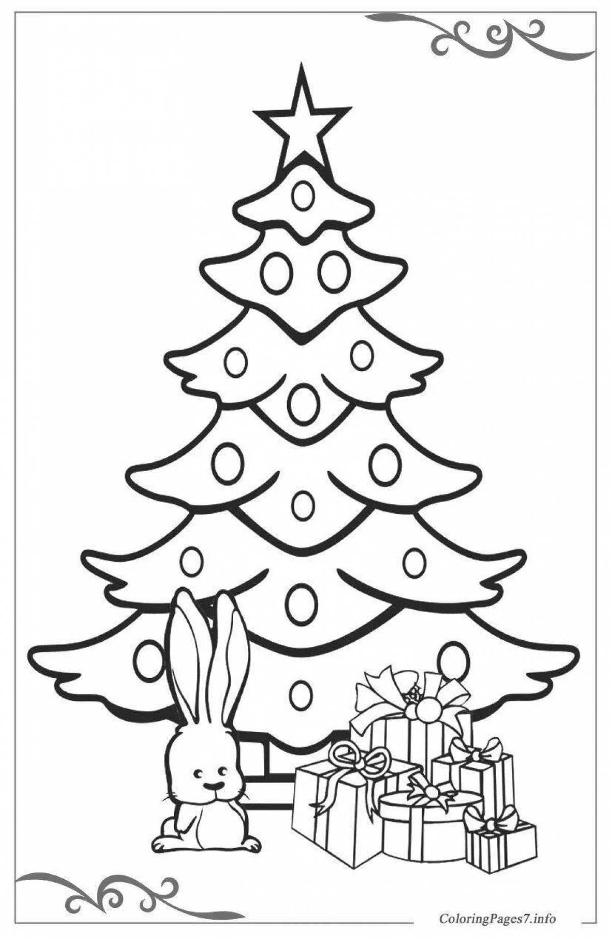 Christmas tree card coloring page