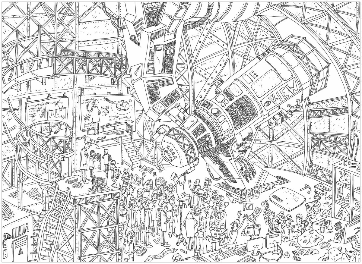 Exotic space complex coloring page