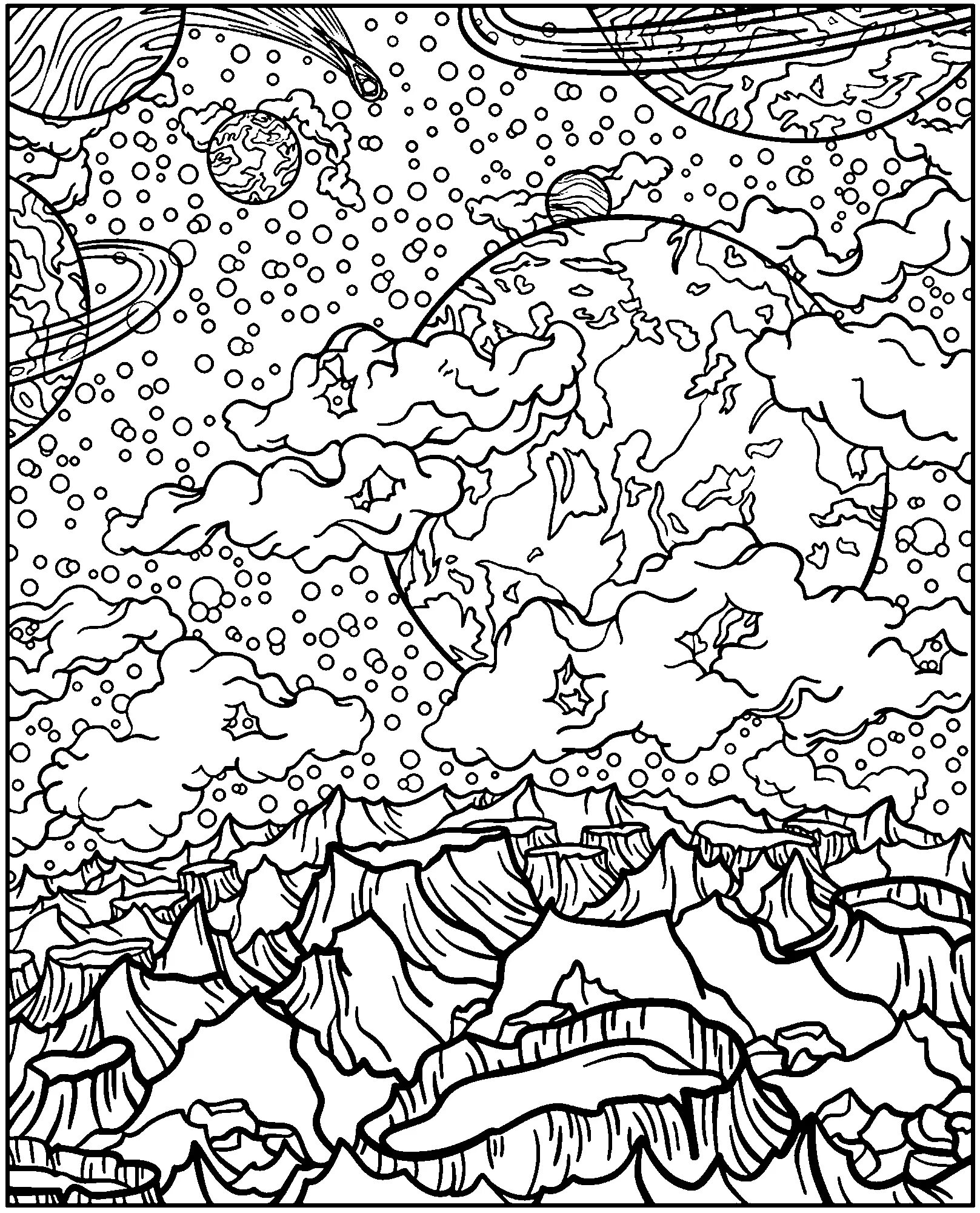 Coloring book fascinating space complex