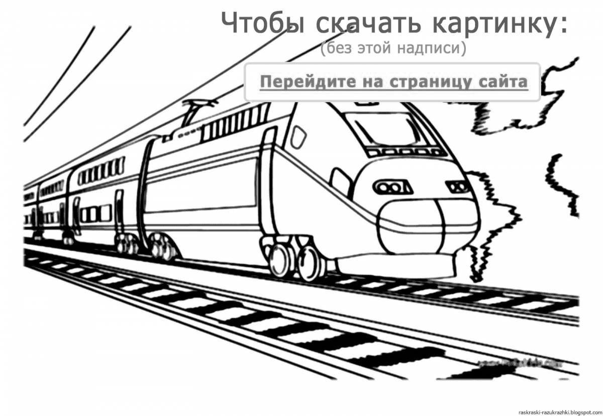 Glittering Russian trains coloring page