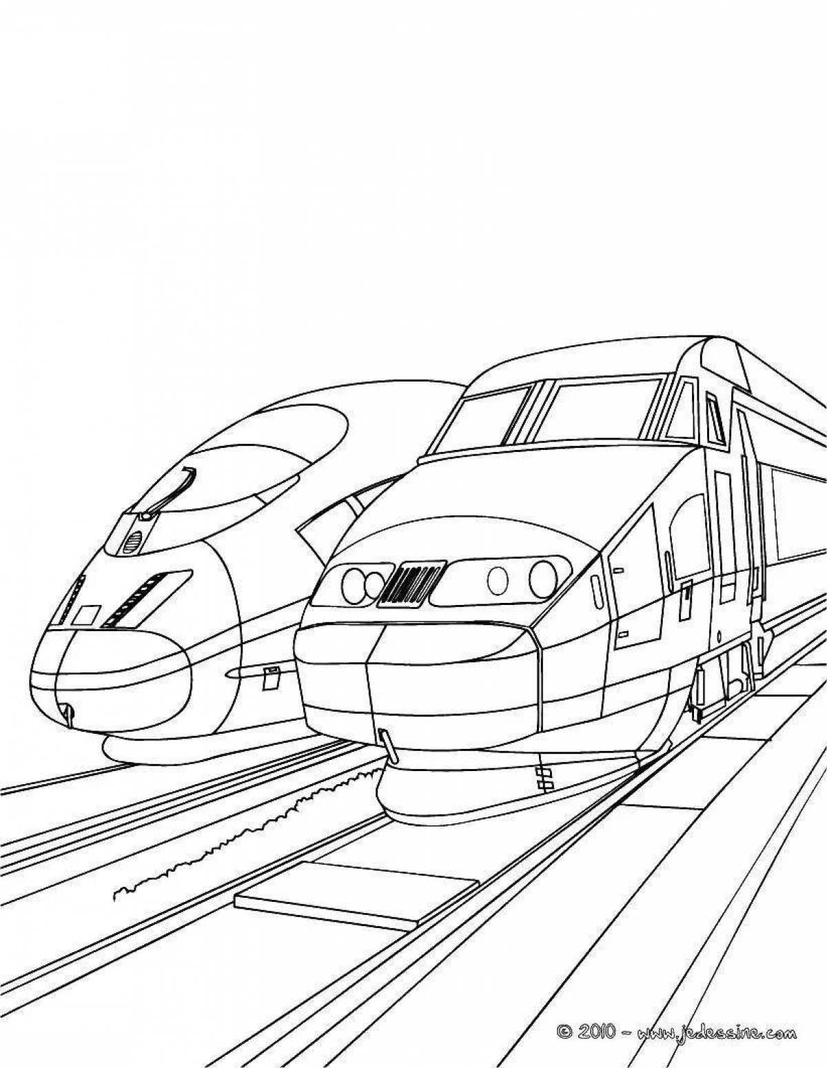 Coloring page festive Russian trains