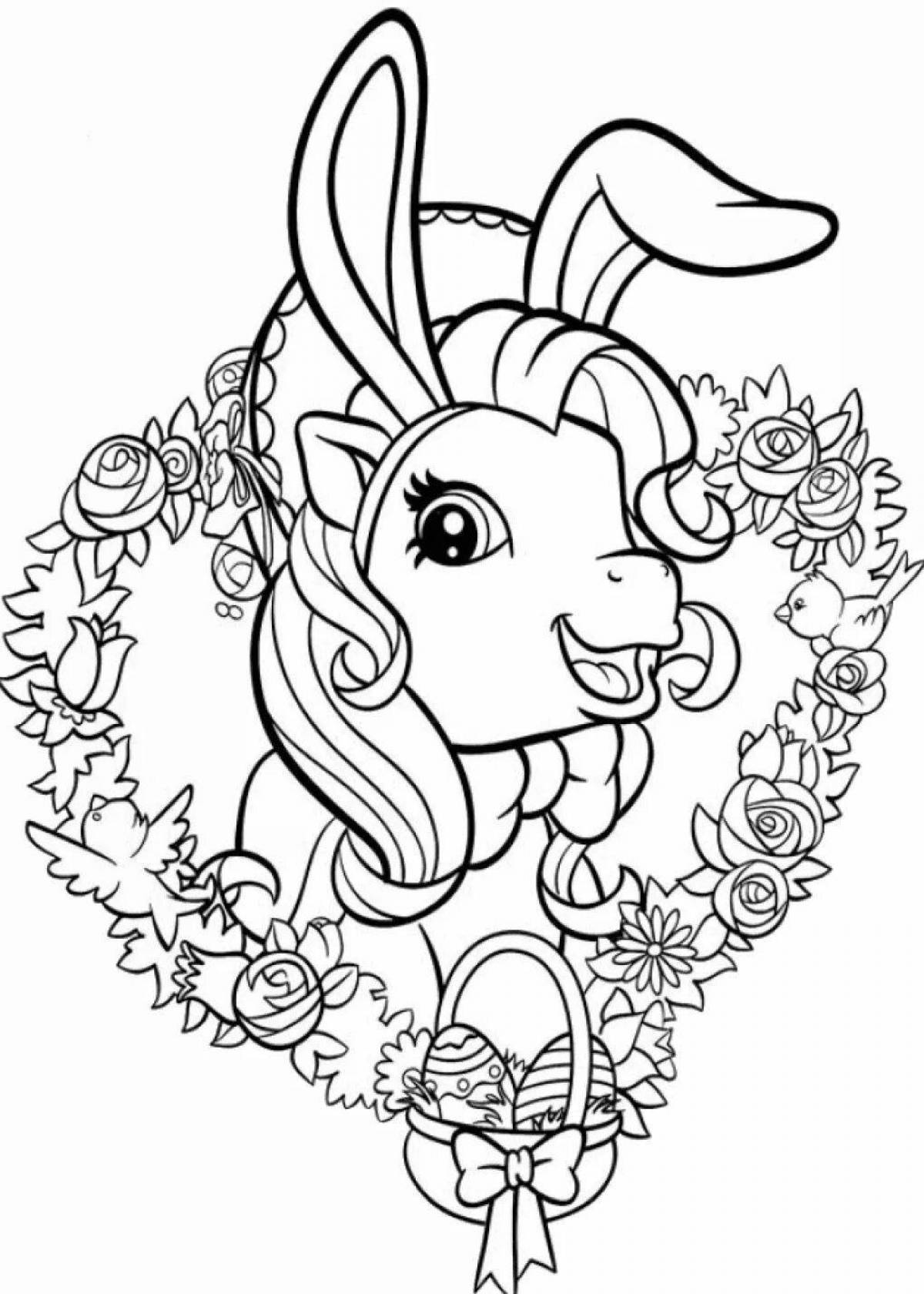 Elegant coloring bunny unicorn