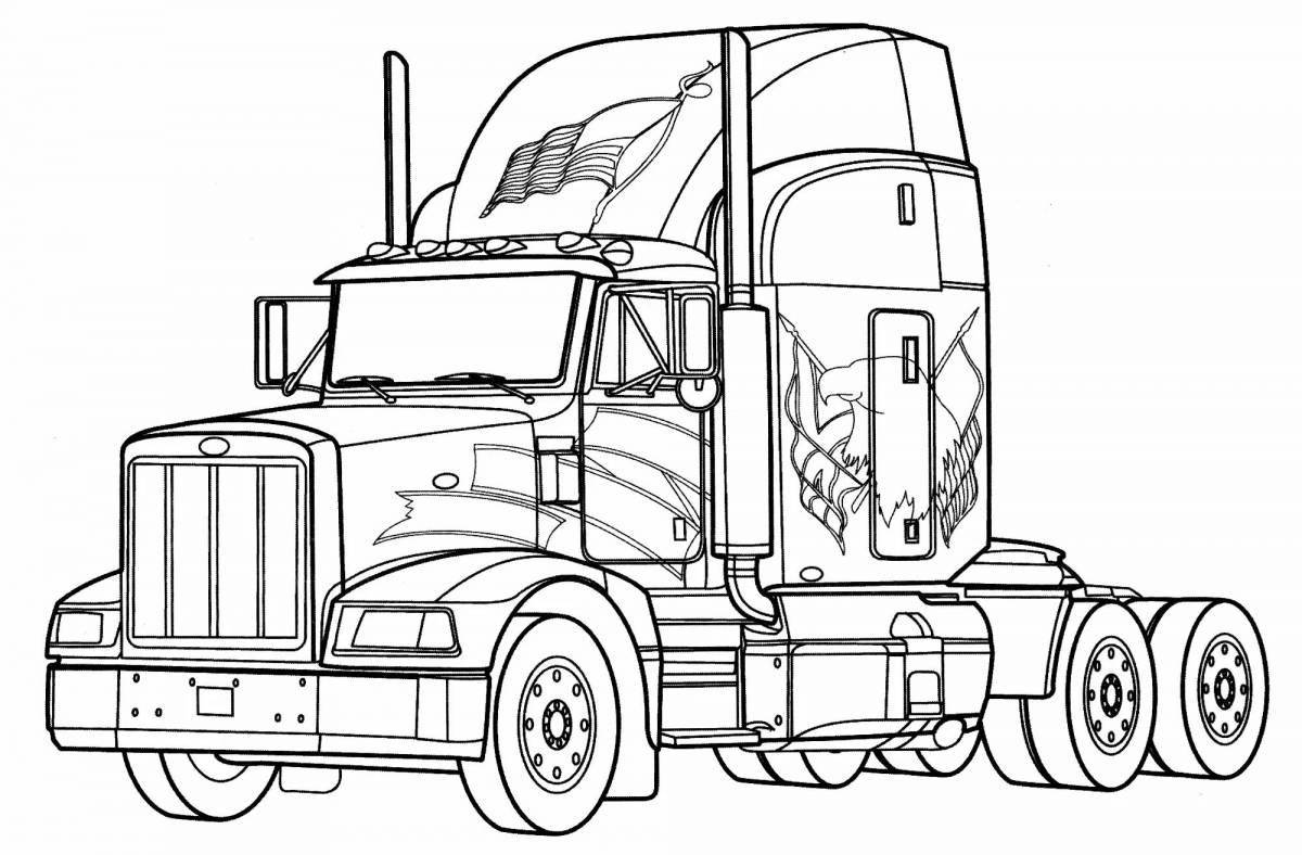 Игривая страница раскраски грузовика mercedes
