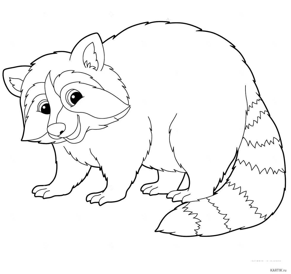 Glittering raccoon coloring page