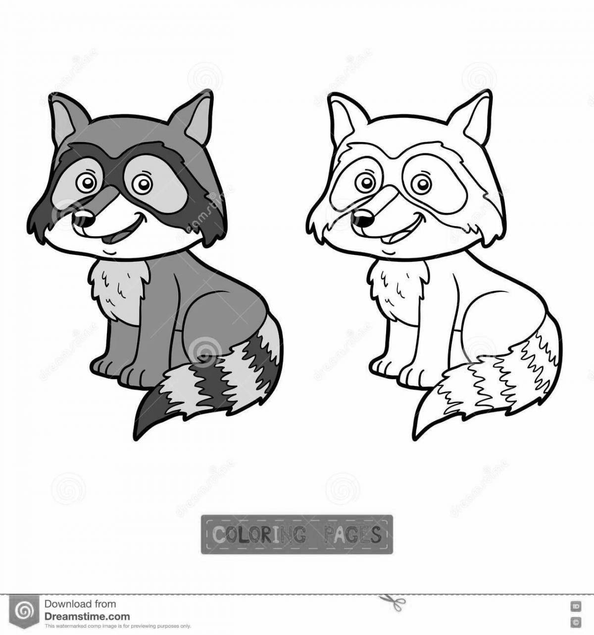 Coloring book brave raccoon