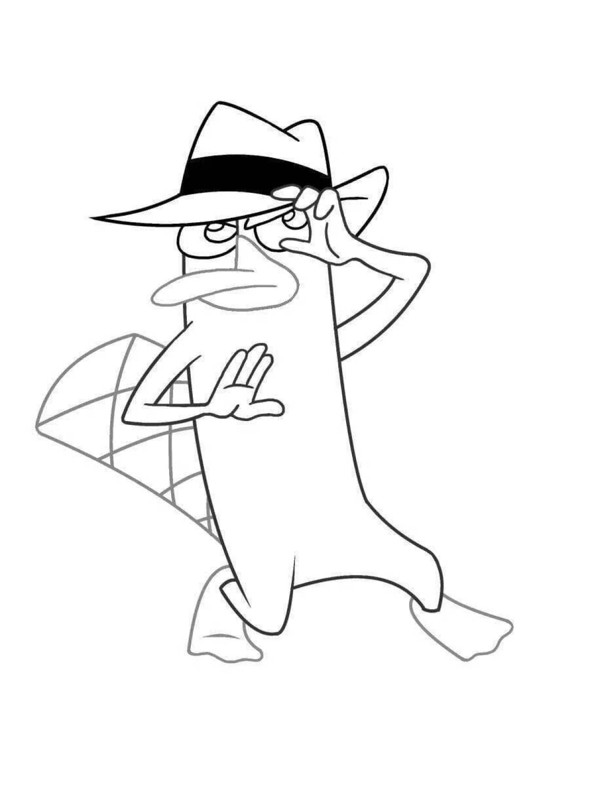 Perry the happy platypus coloring page