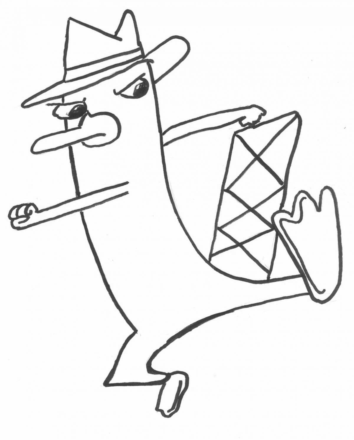Lovely perry the platypus coloring page