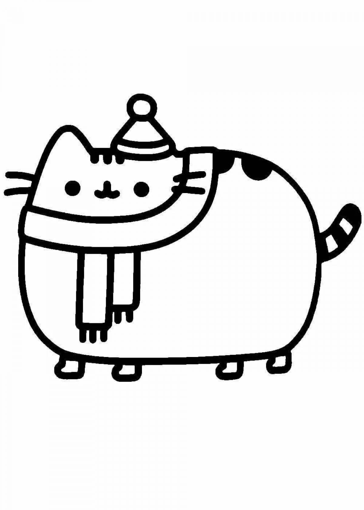 Coloring page playful chubby cat