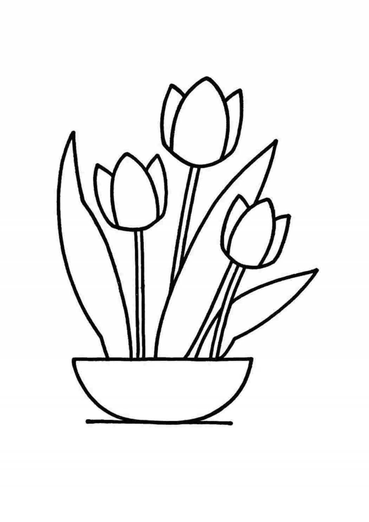 Colouring funny spring tulips