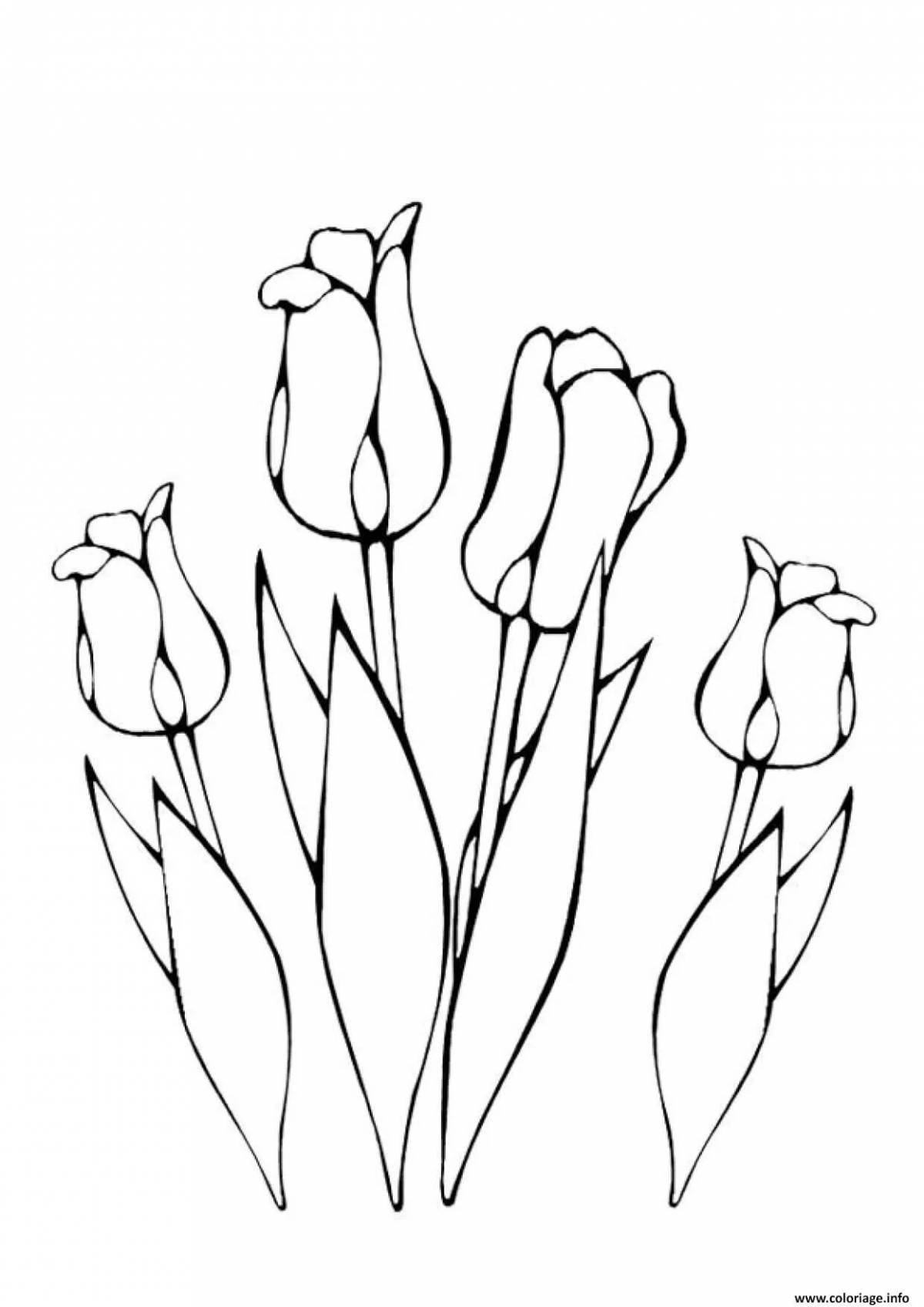 Coloring page playful spring tulips