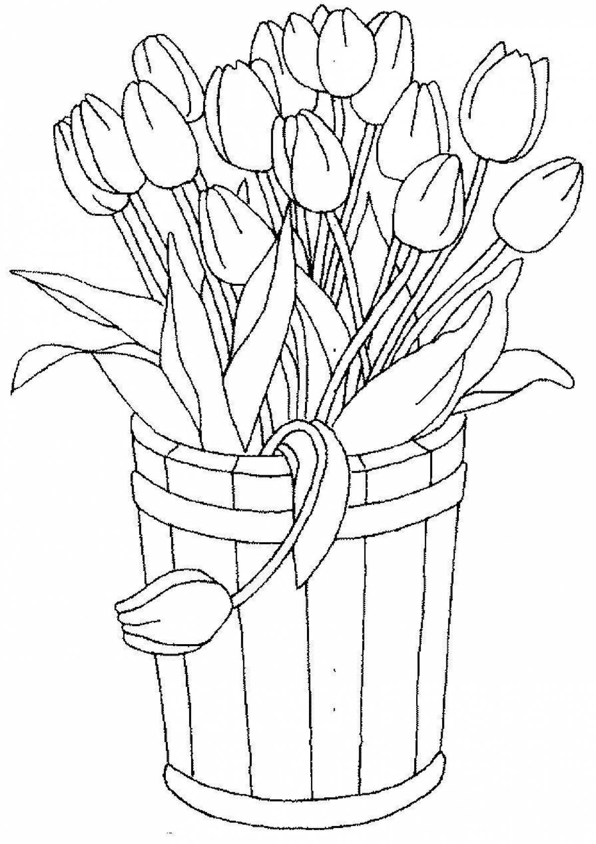 Раскраска изысканные весенние тюльпаны
