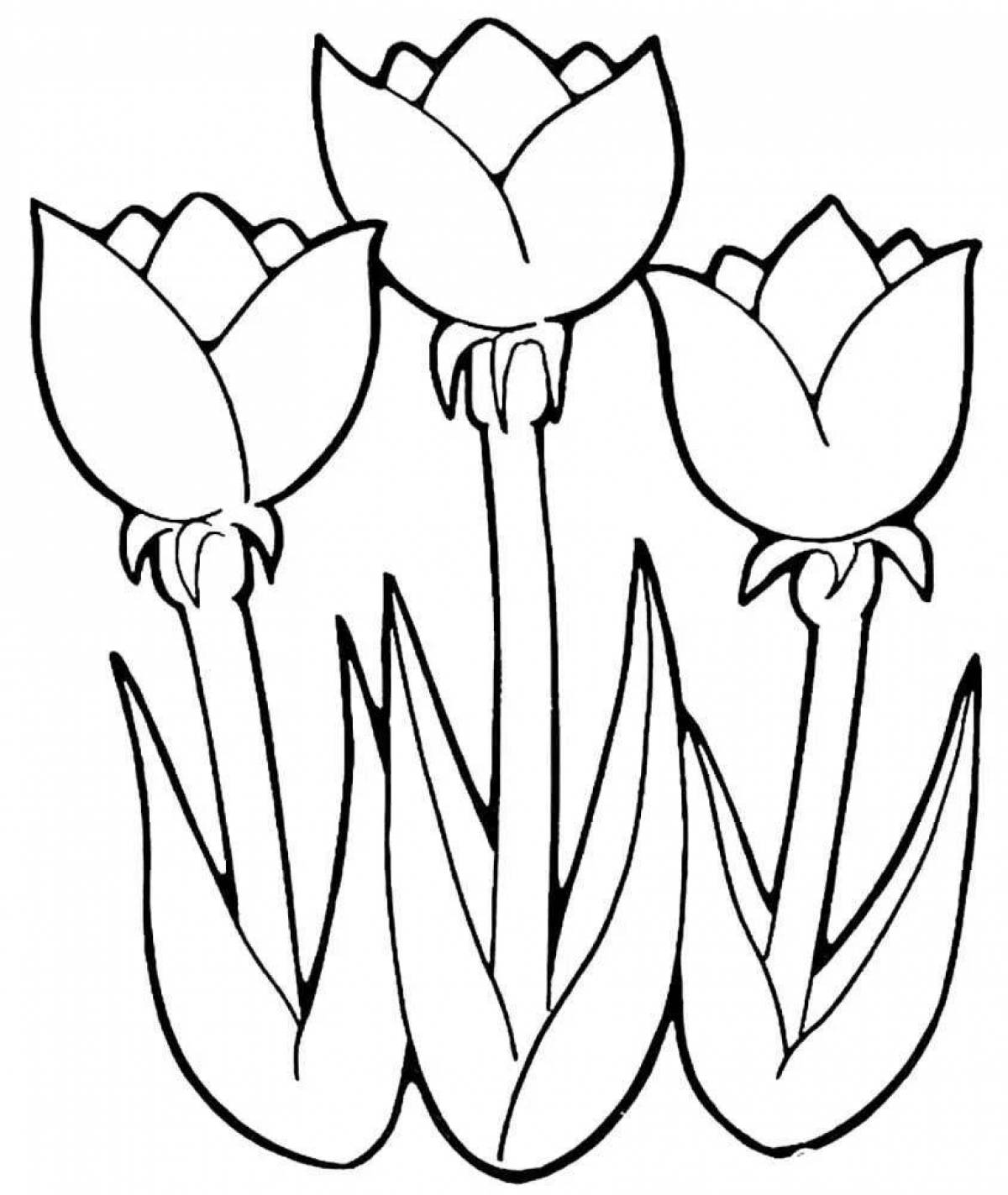 Coloring page amazing spring tulips