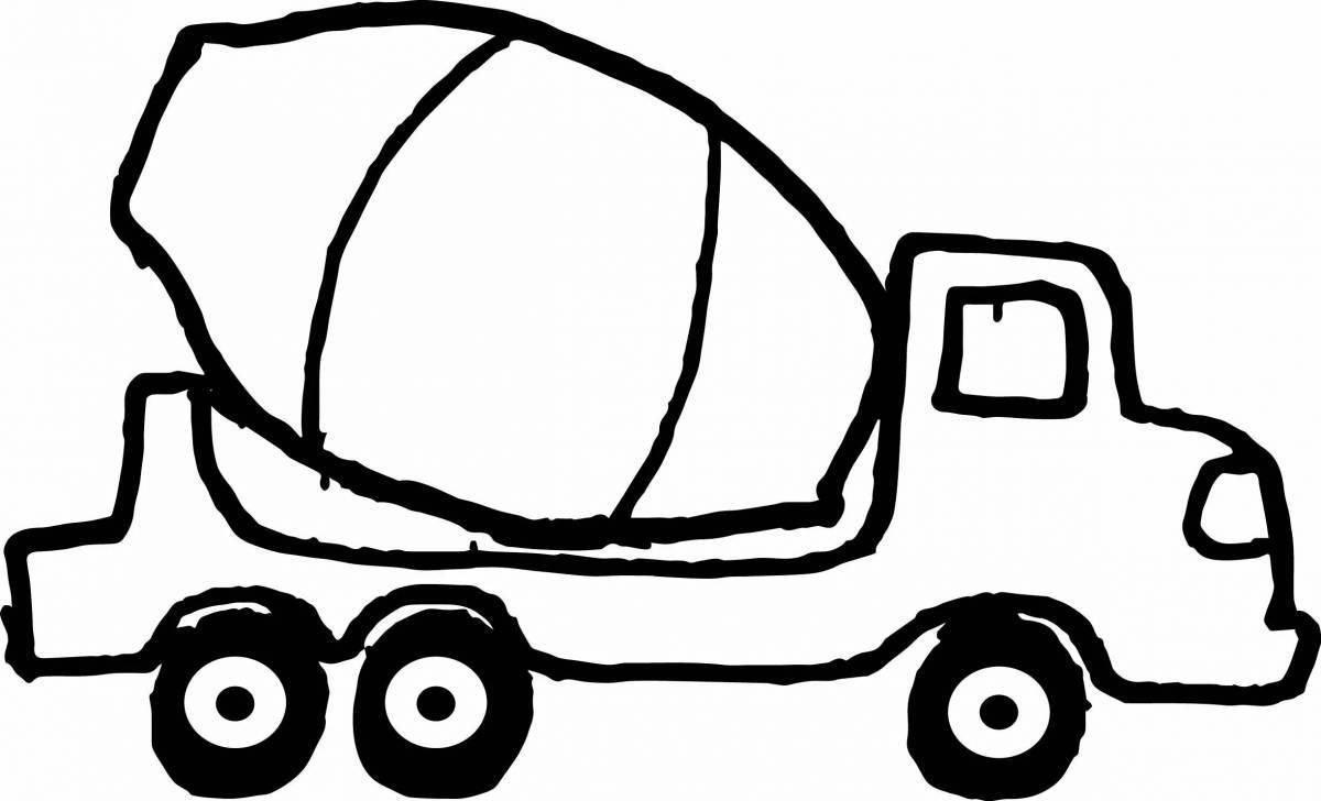 Photo Colorful concrete mixer coloring page