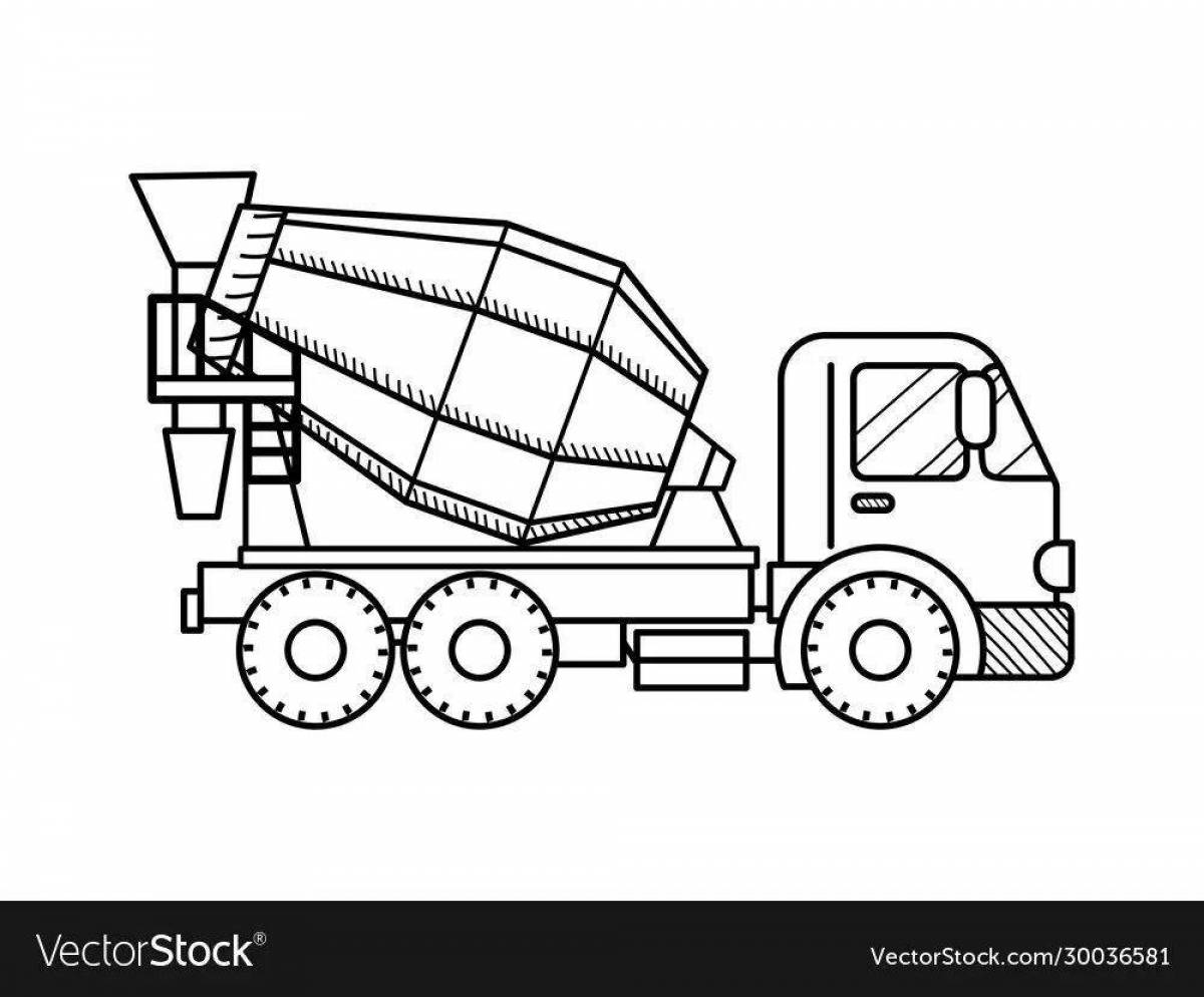 Photo Attractive concrete mixer coloring page