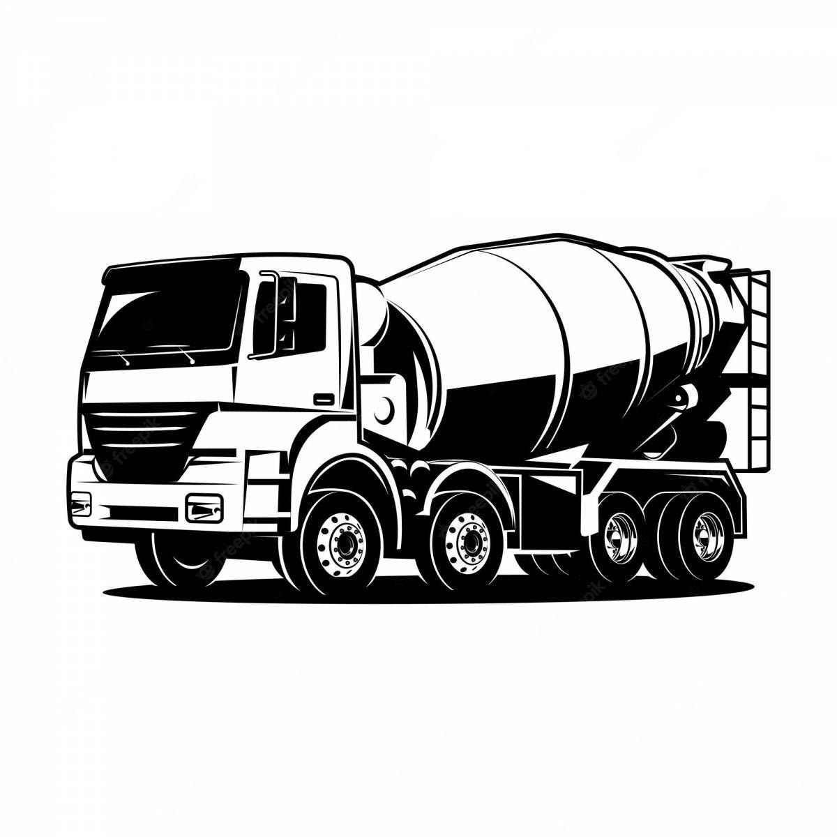 Exciting concrete mixer coloring page