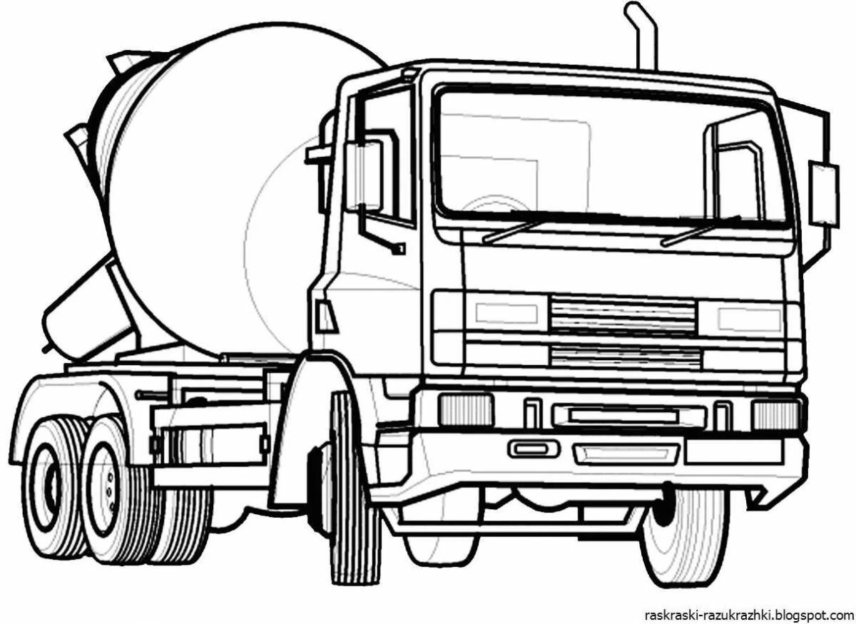 Great concrete mixer coloring page