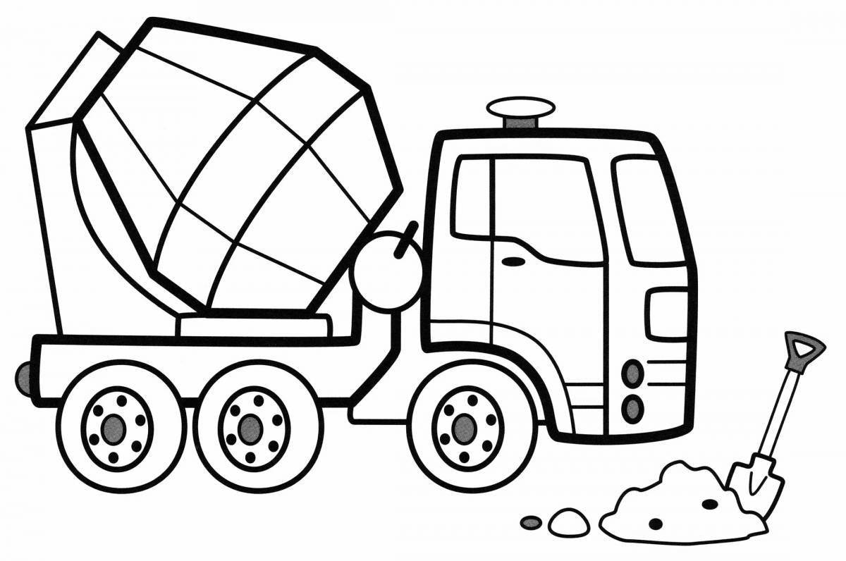 Awesome concrete mixer coloring page