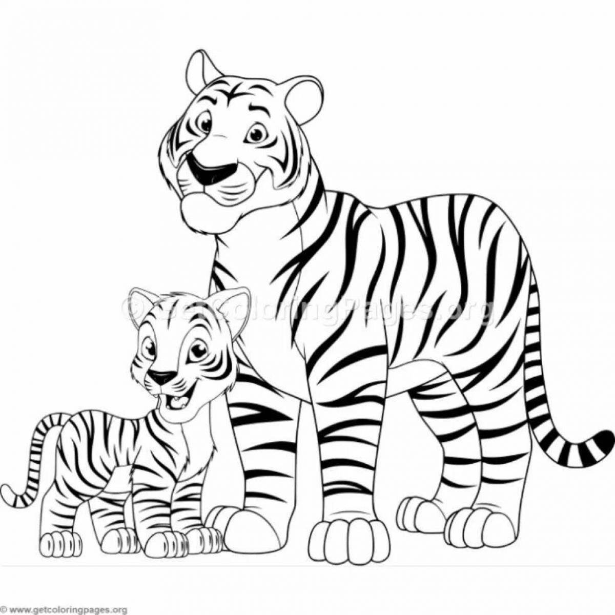 Раскраска величественное семейство тигров