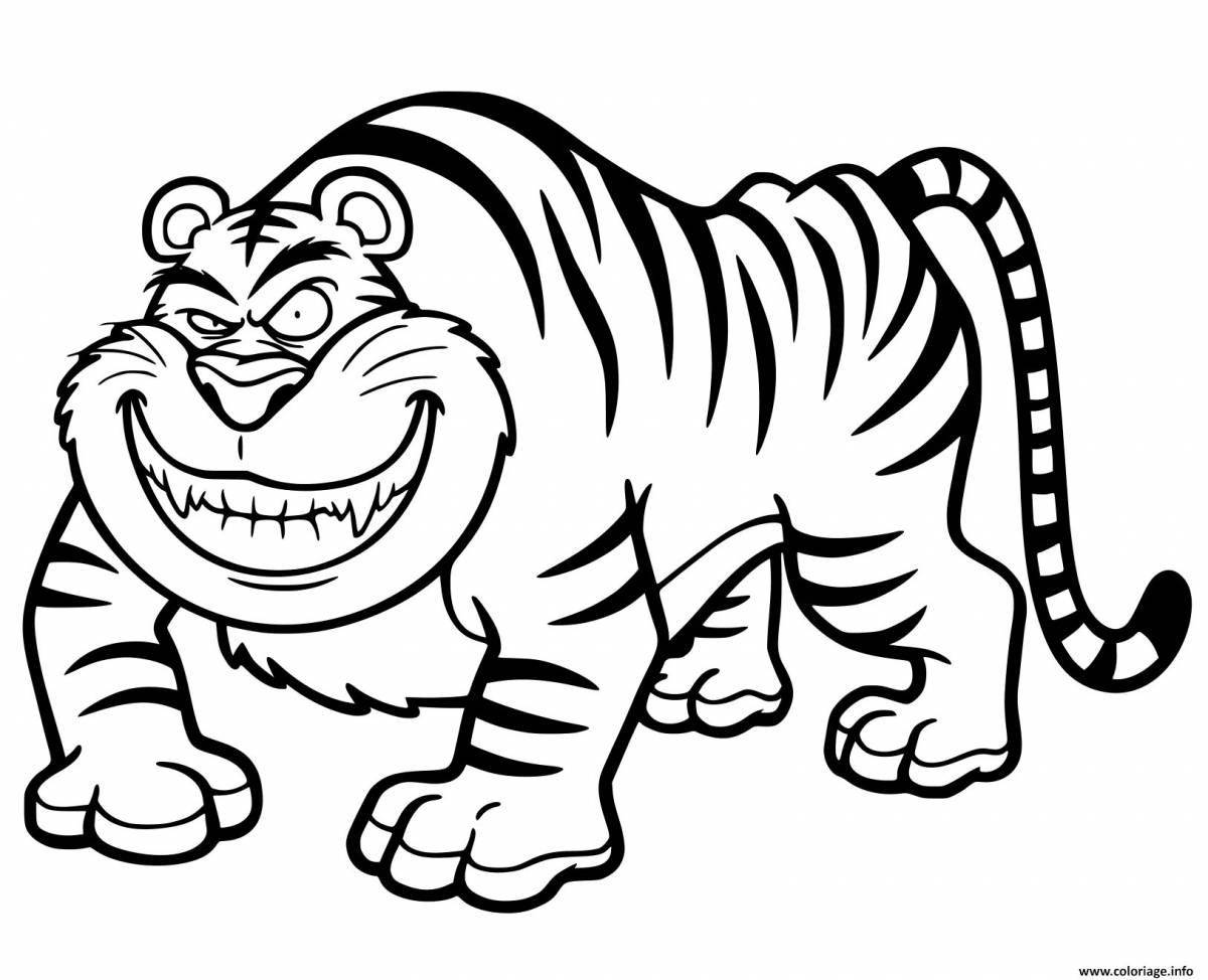 Colorful tiger family coloring page