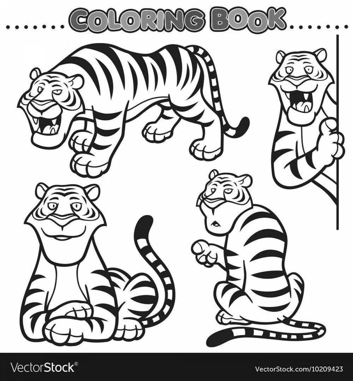 Coloring book happy tiger family