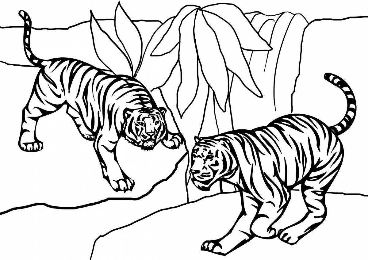 Fancy tiger family coloring page