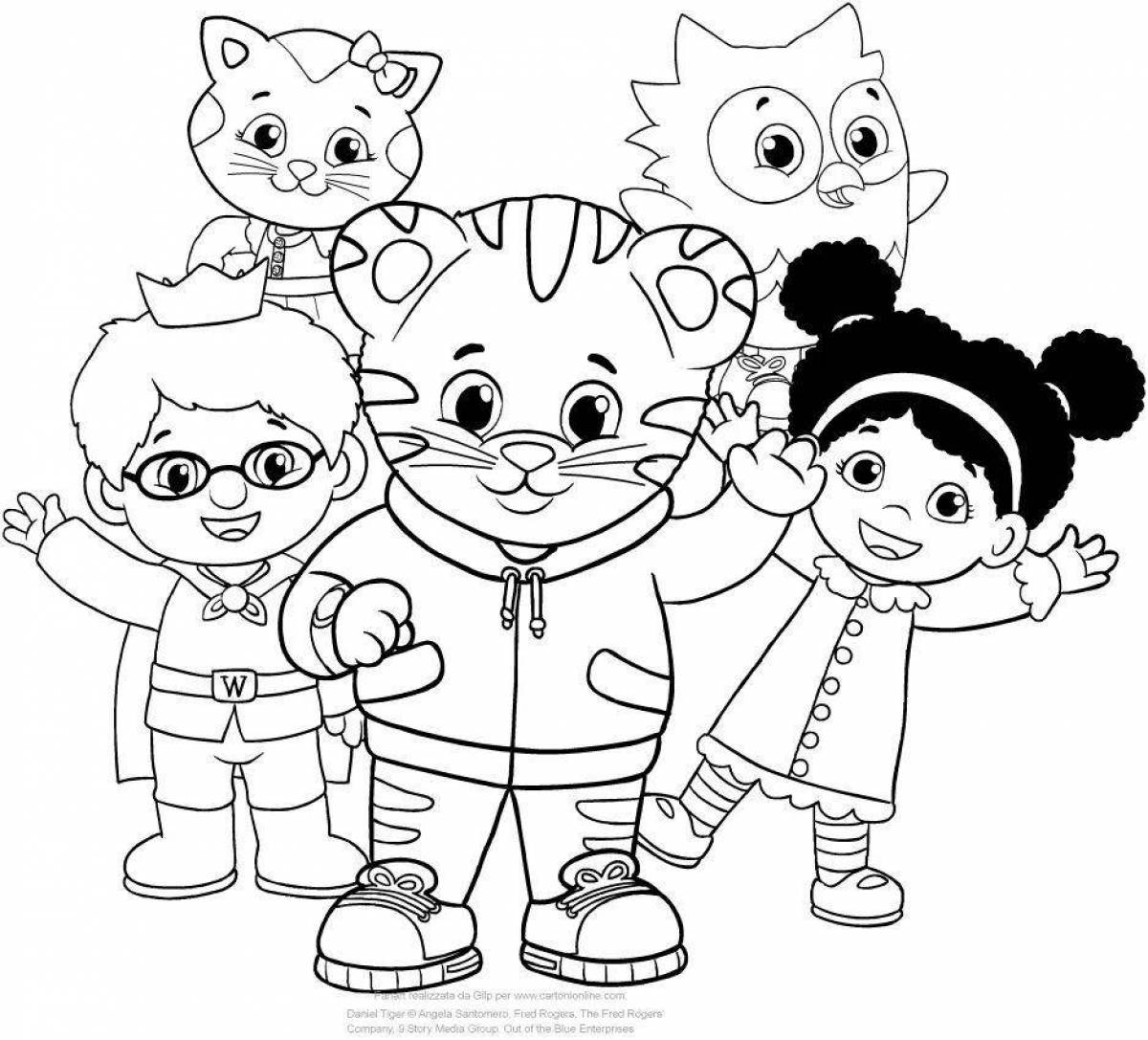 Coloring page graceful tiger family