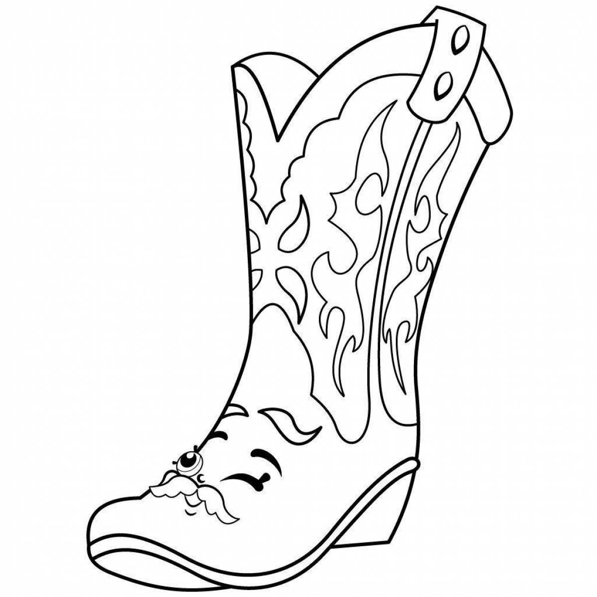 Coloring page stylish Tatar boot