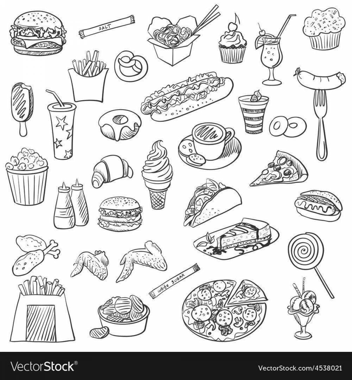 Gourmet doll food coloring page