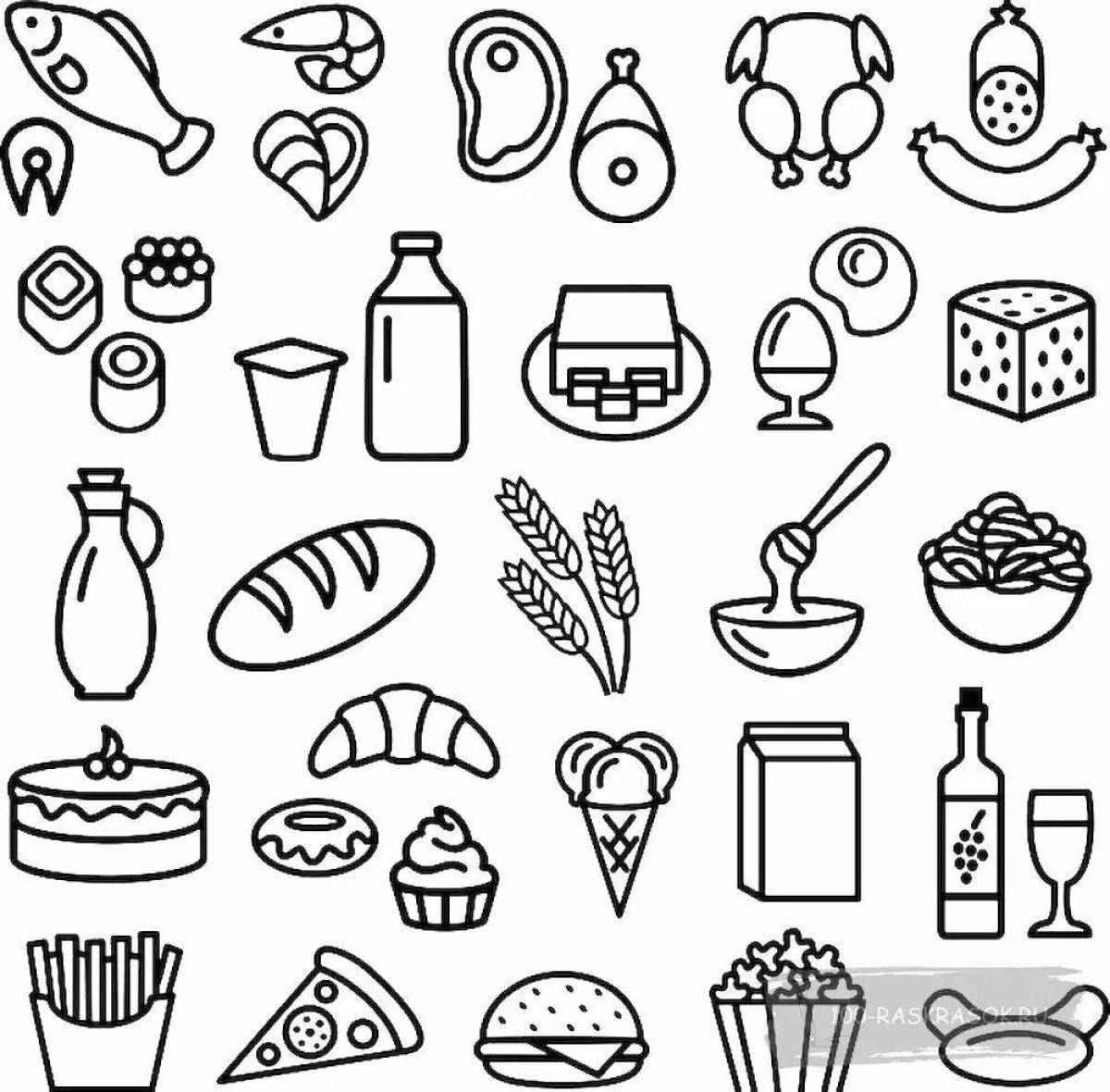 Coloring page food for dolls