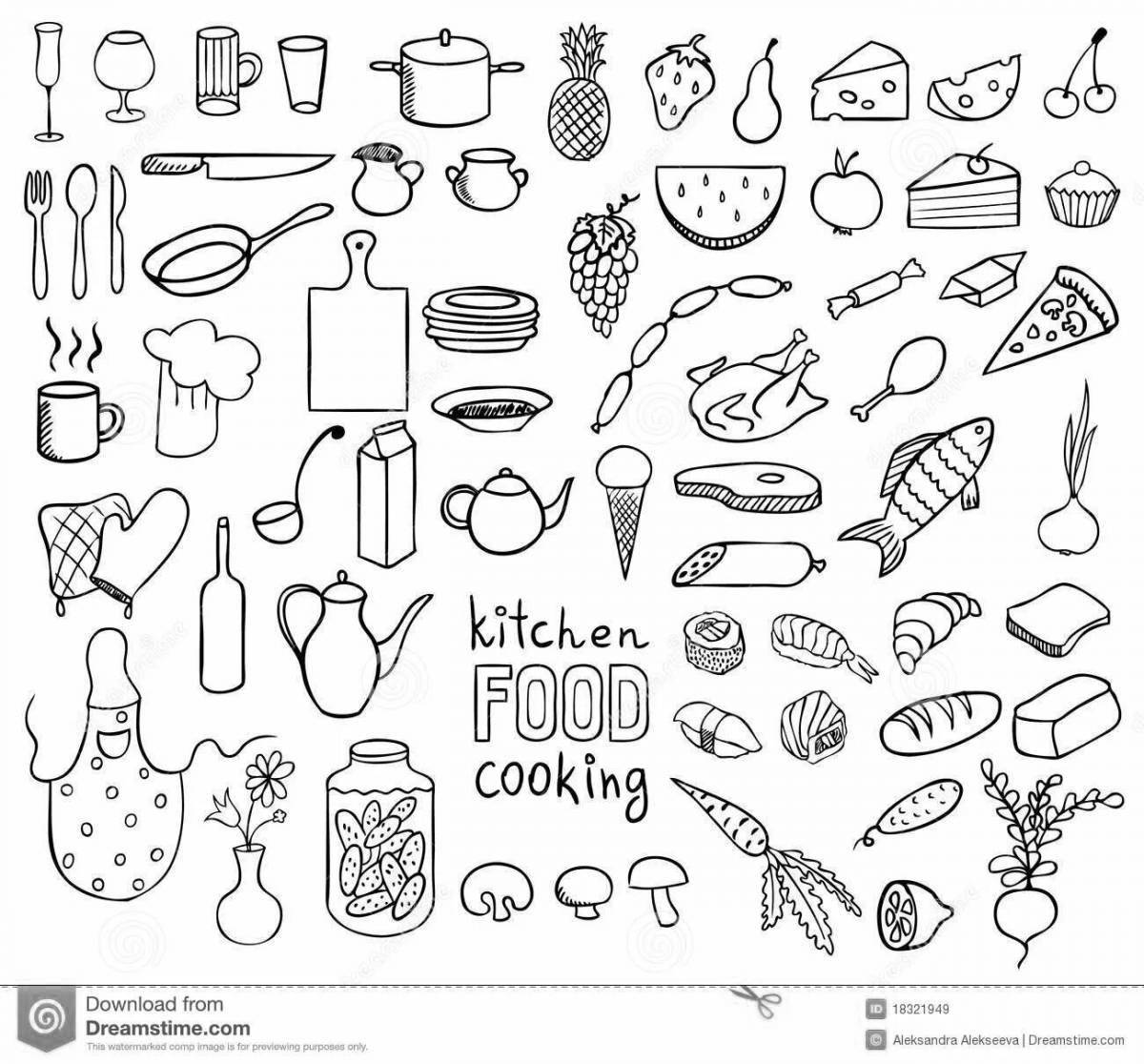 Color-crazy doll food coloring page