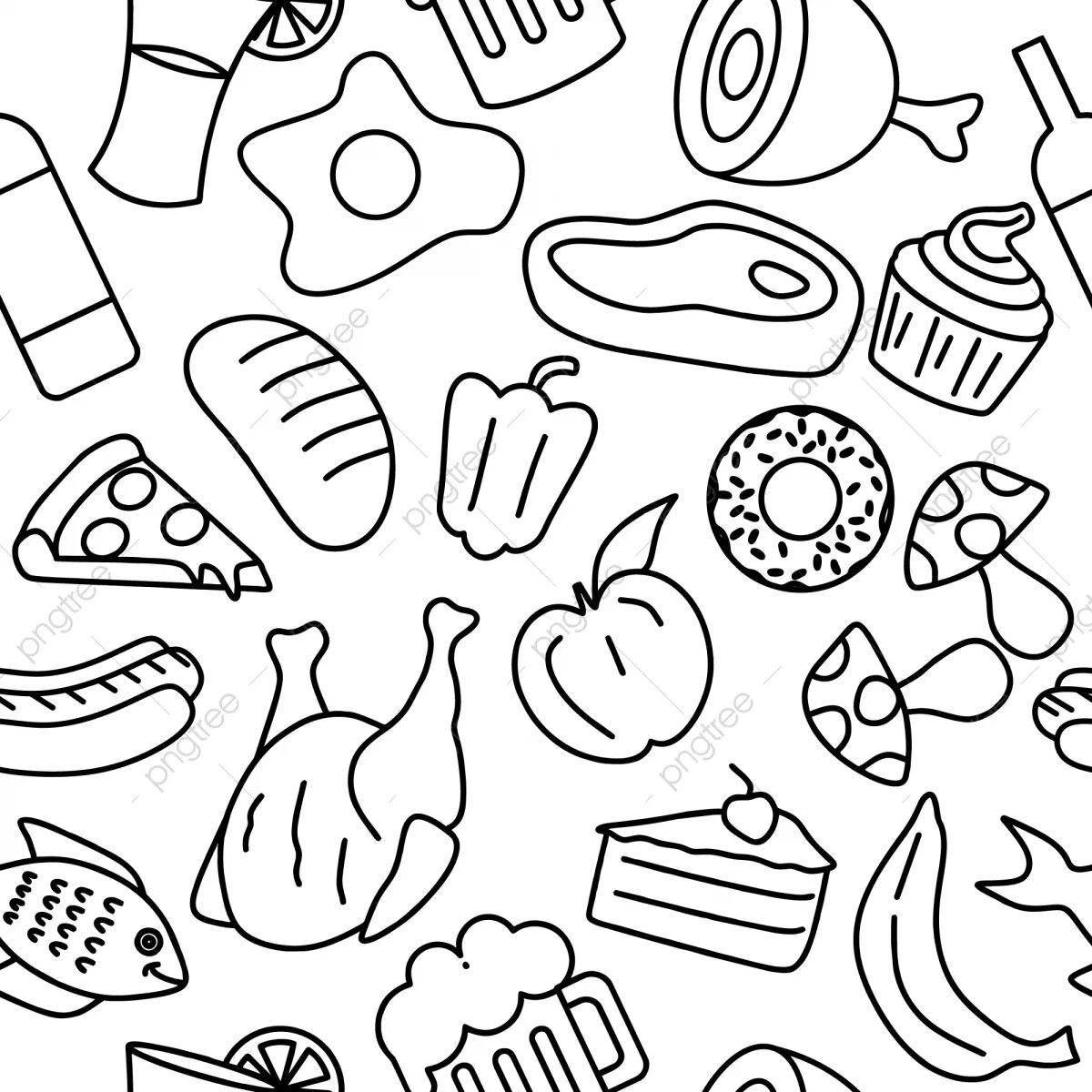 Coloring page of healthy aesthetic food