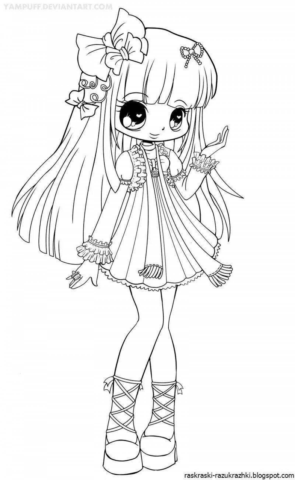 Exciting kawaii anime coloring book