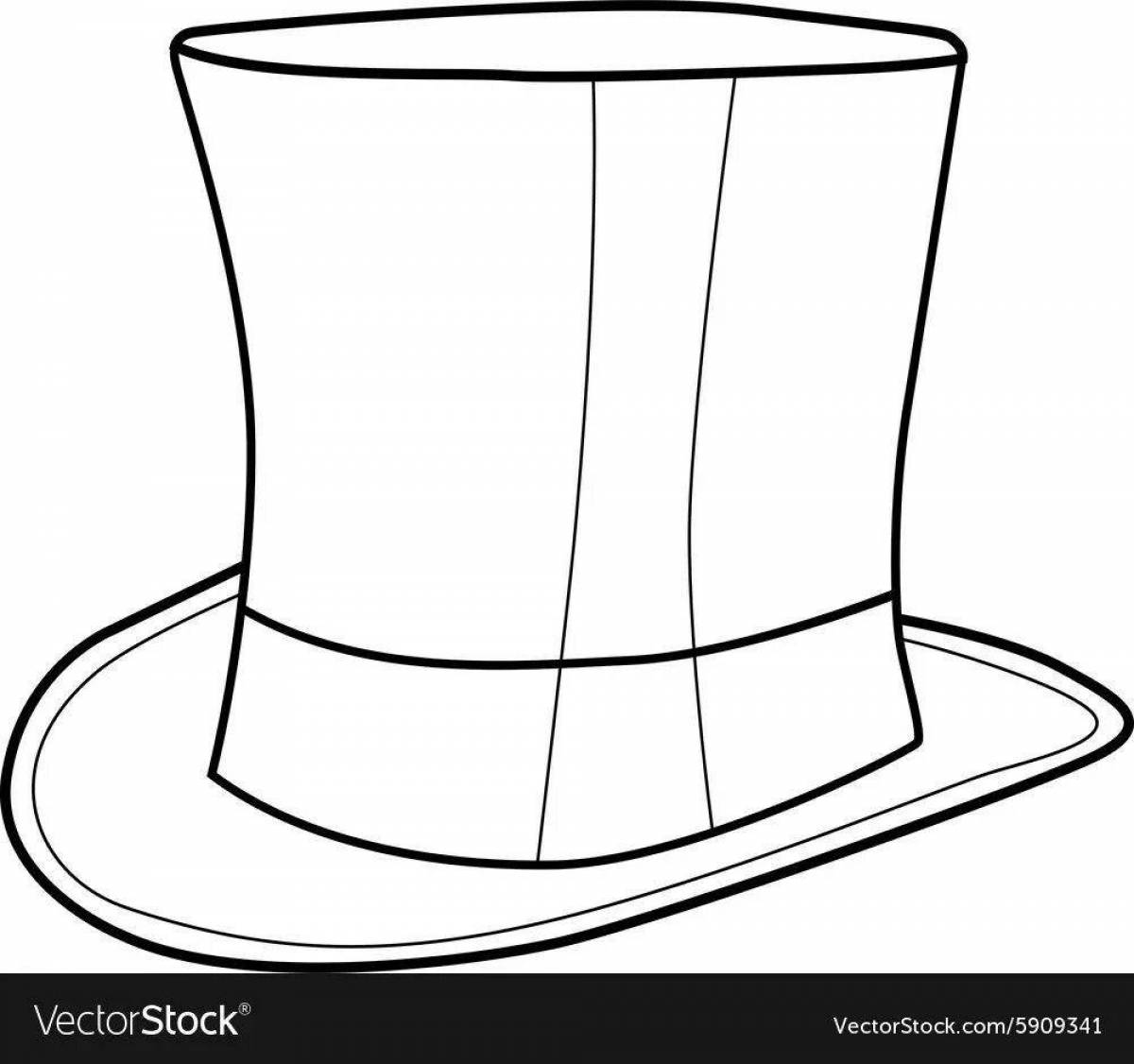 Веселая страница раскраски цилиндрической шляпы