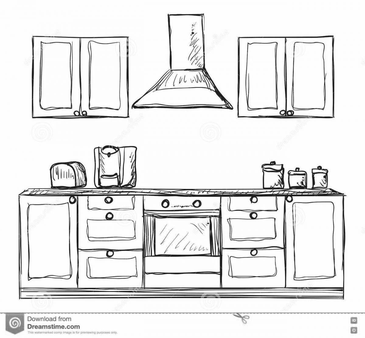 Кухня рисунок карандашом для детей