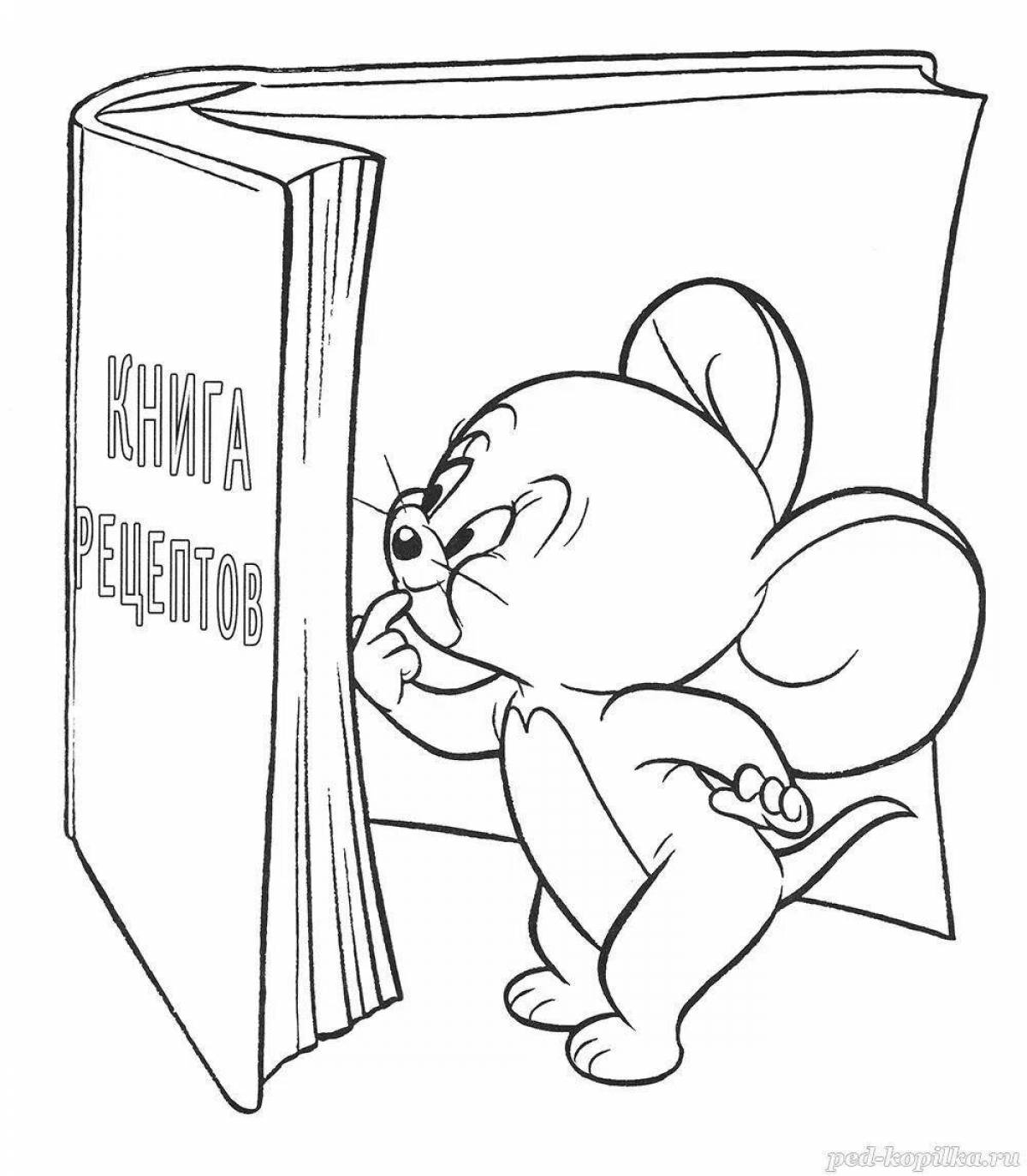 Мышка с книжкой раскраска