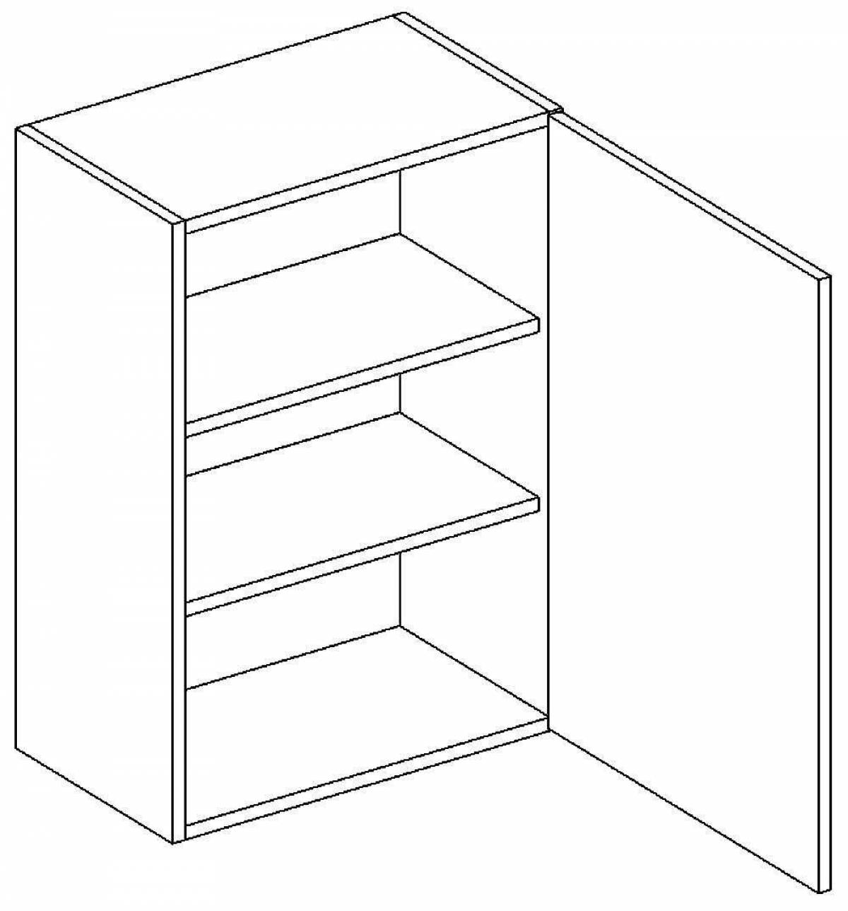 Playful kitchen cabinet coloring page