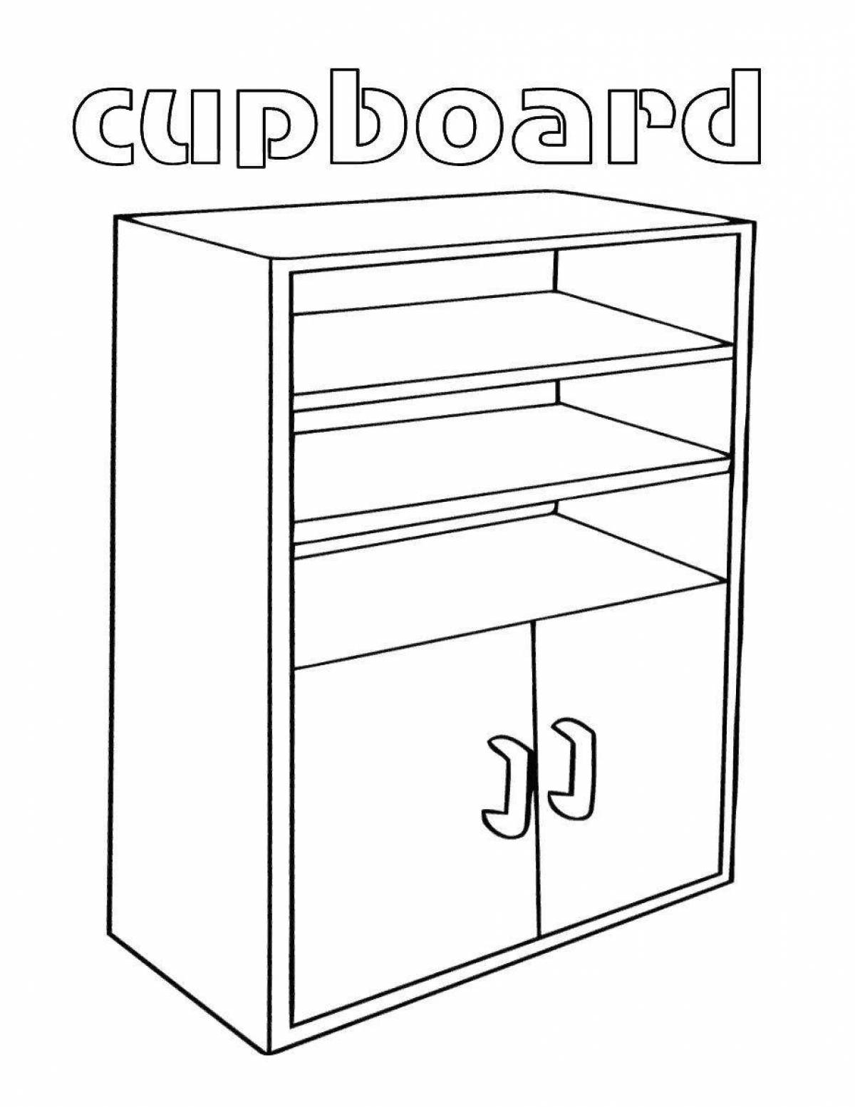 Attractive kitchen cabinet coloring page