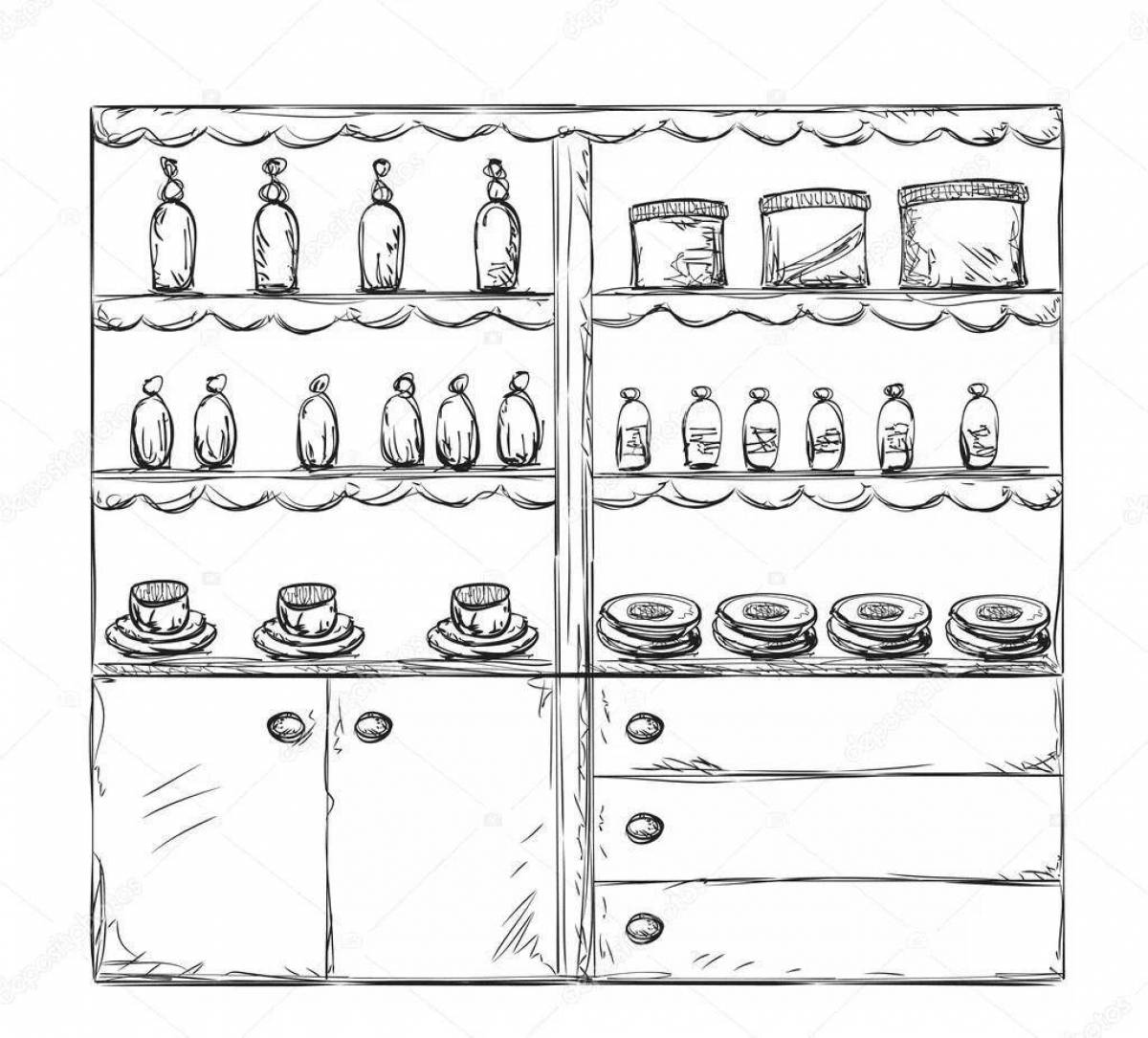 Welcome kitchen cabinet coloring pages