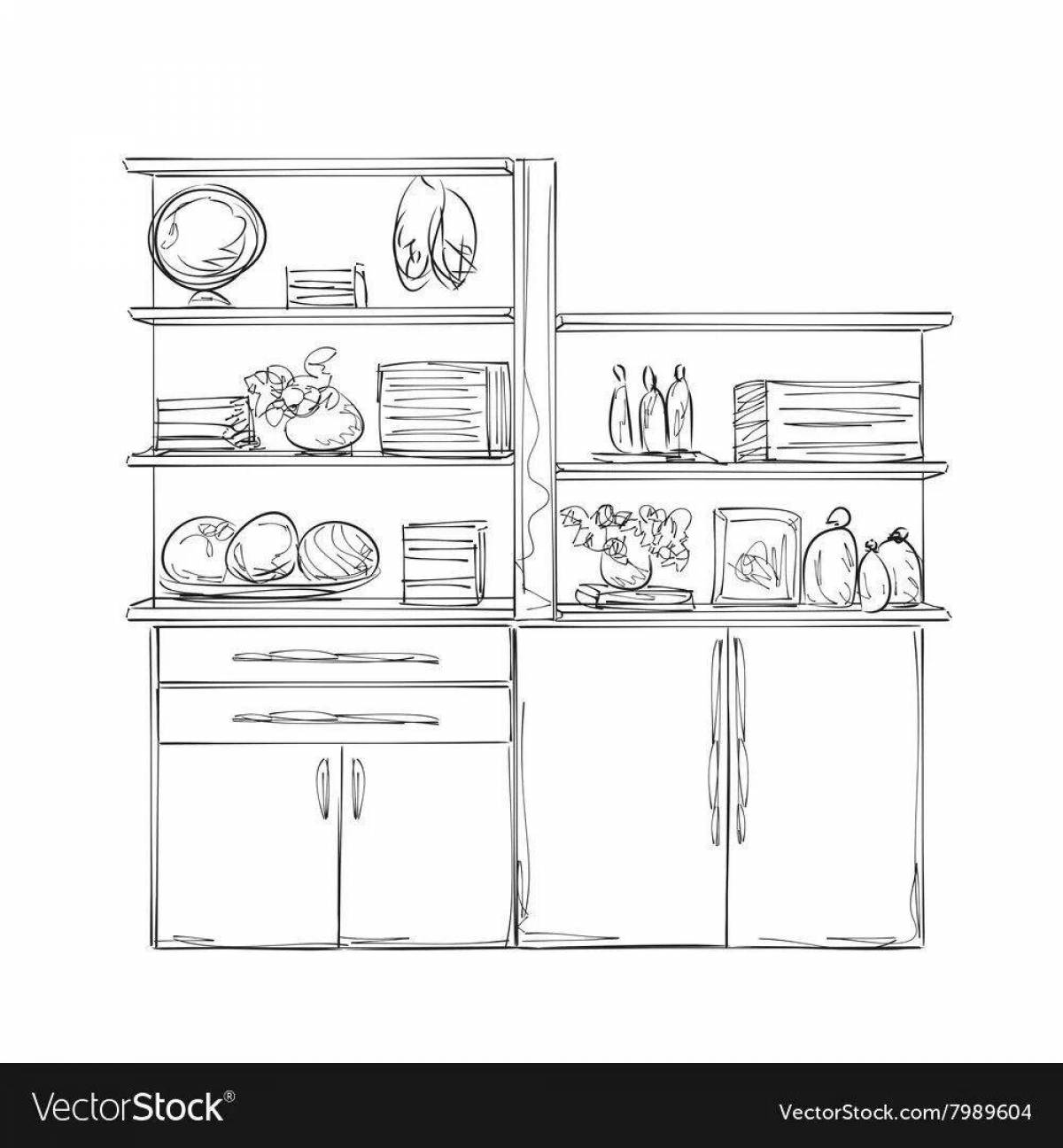 Colouring serene kitchen cabinet