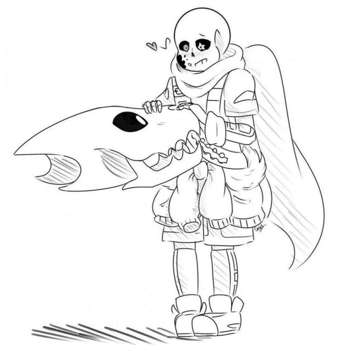 Dramatic undertail au coloring page