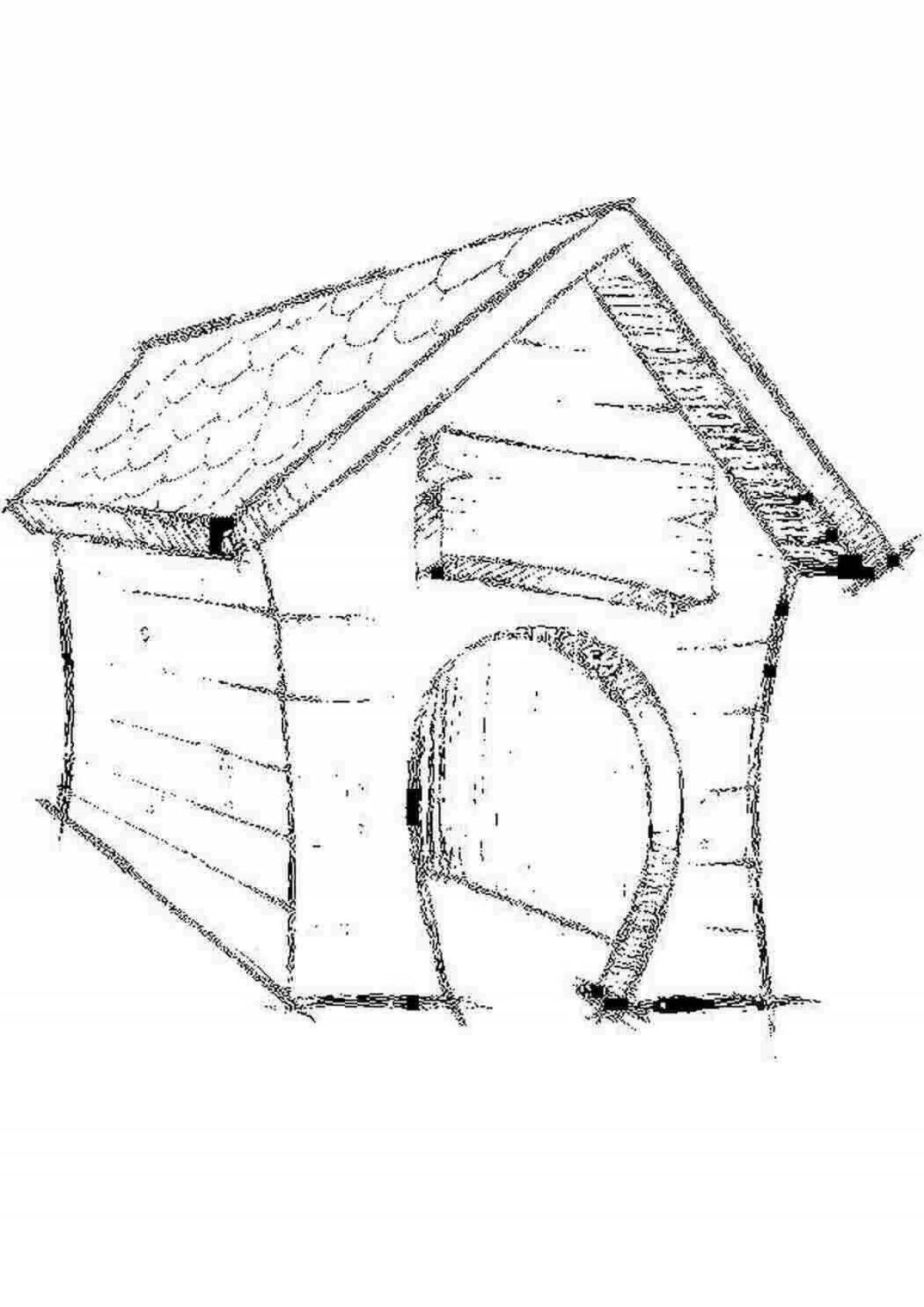 Colorful dog house coloring page
