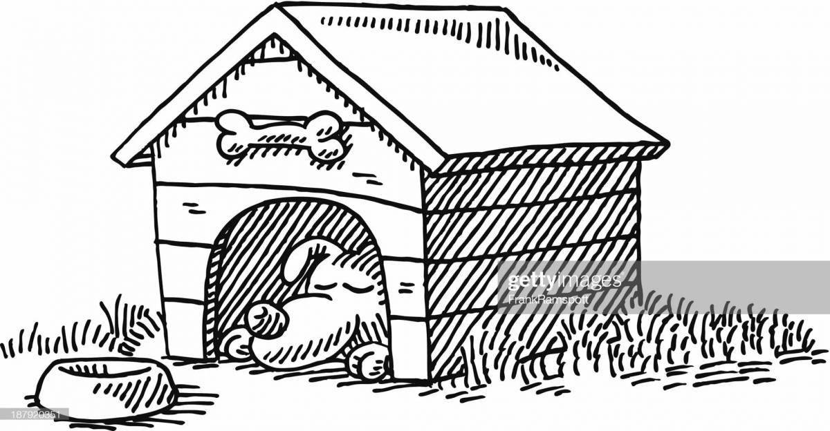 Inviting doghouse coloring page