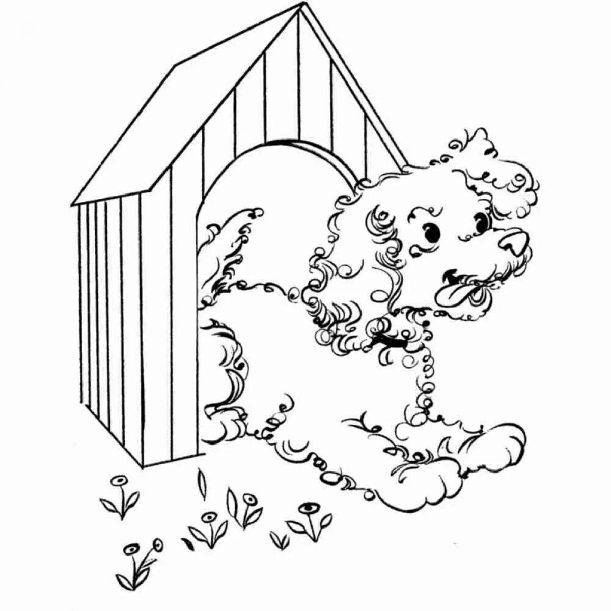 Coloring page cute doghouse